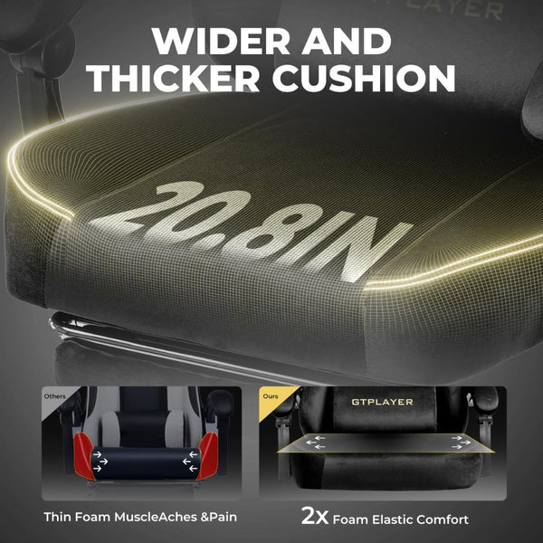 GTPLAYER Multi-Functional Ergonomic Gaming & Computer Chair – Breathable Fabric, Pocket Spring Cushion, Adjustable Neck & Lumbar Pillow for Back Support & Footrest, Home & Office Chair (Black)