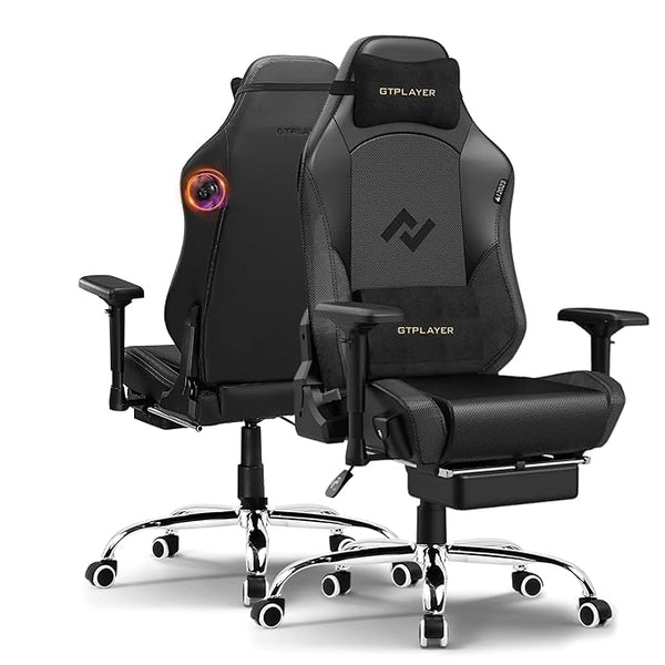 GTPLAYER "Titan Pro Inbuilt Bluetooth Speakers' Gaming Chair, Immersive Audio Experience for Streaming & Gaming, Ergonomic Chair with Adjustable Neckrest, Lumbar Pillow & Footrest (Bluetooth - Black)