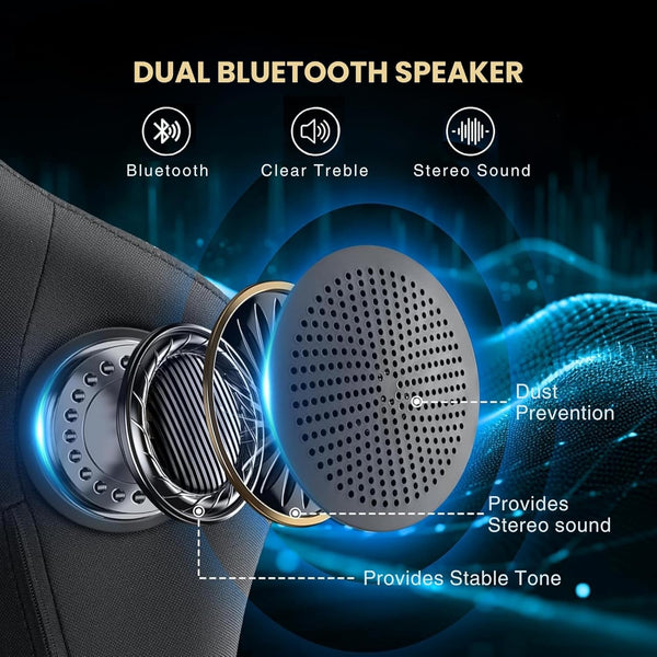 GTPLAYER - Multi-Functional Ergonomic Computer Gaming Chair with Bluetooth Speakers - Breathable Fabric, Adjustable Neck, Lumbar Pillow & Footrest, Home & Office Chair (Grey)