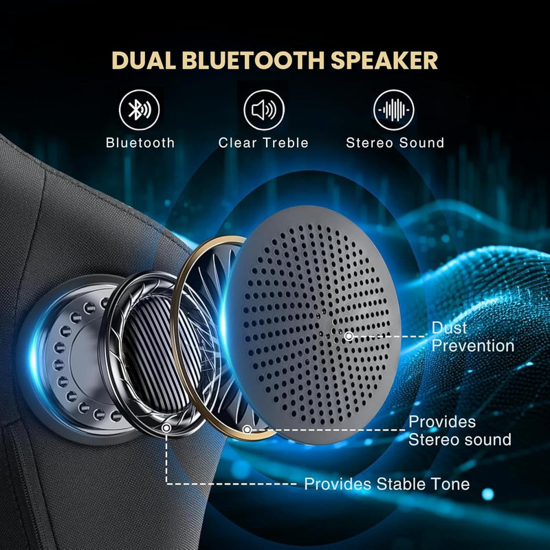 GTPLAYER - Multi-Functional Ergonomic Computer Gaming Chair with Bluetooth Speakers - Breathable Fabric, Adjustable Neck, Lumbar Pillow & Footrest, Home & Office Chair (Grey)